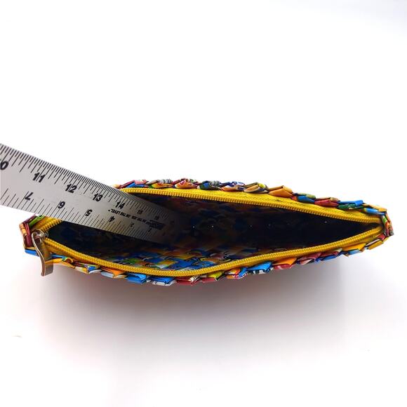 Recycled Plastic Woven Clutch Purse Wrapper Eco-Friendly Handbag 9.5" x 4.5" - Picture 4 of 5